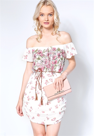 Floral Print Belted Mini Dress