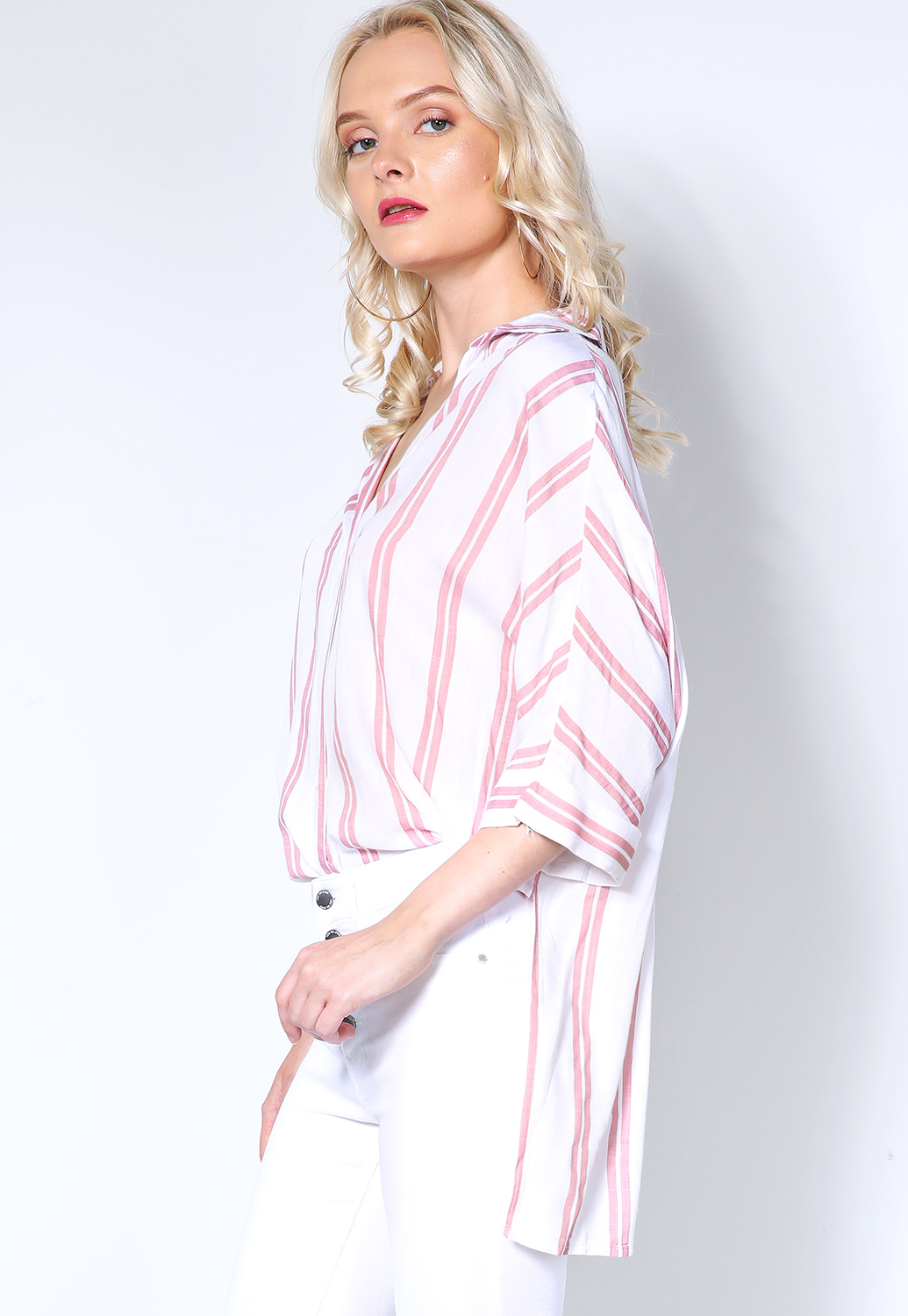 Striped Button Up Blouse 