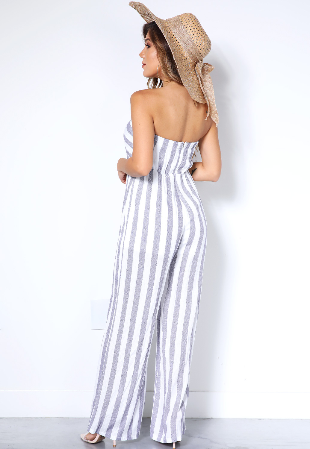  Pinstriped Strapless Jumpsuit 