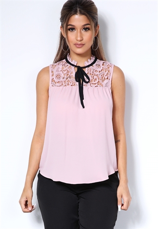 Crochet Trim Tie Neck Dressy Top | Shop Blouses & Shirts at Papaya Clothing