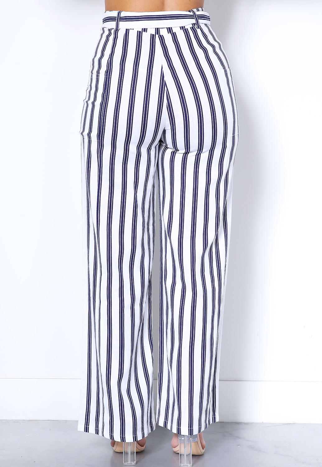 Striped Tie-Front Pants