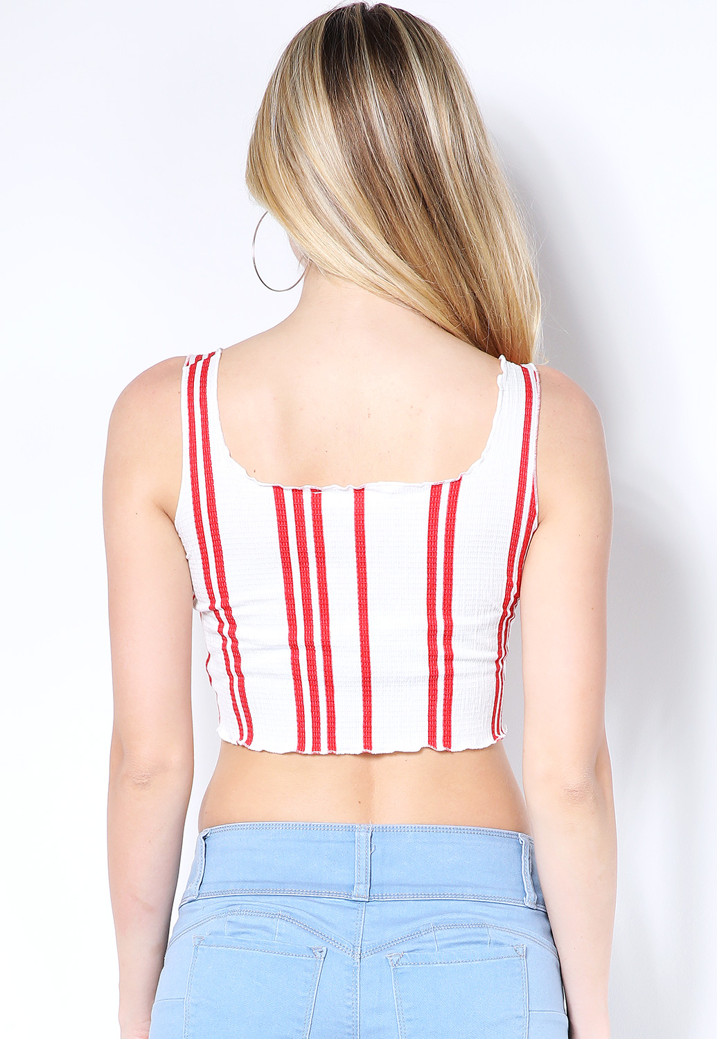Striped Ruched Detail Crop Top