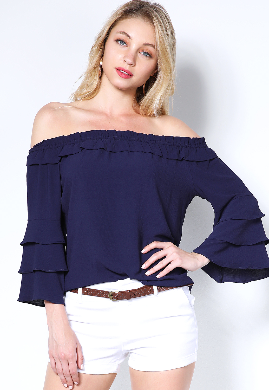 Off The Shoulder Ruffle Sleeve Top