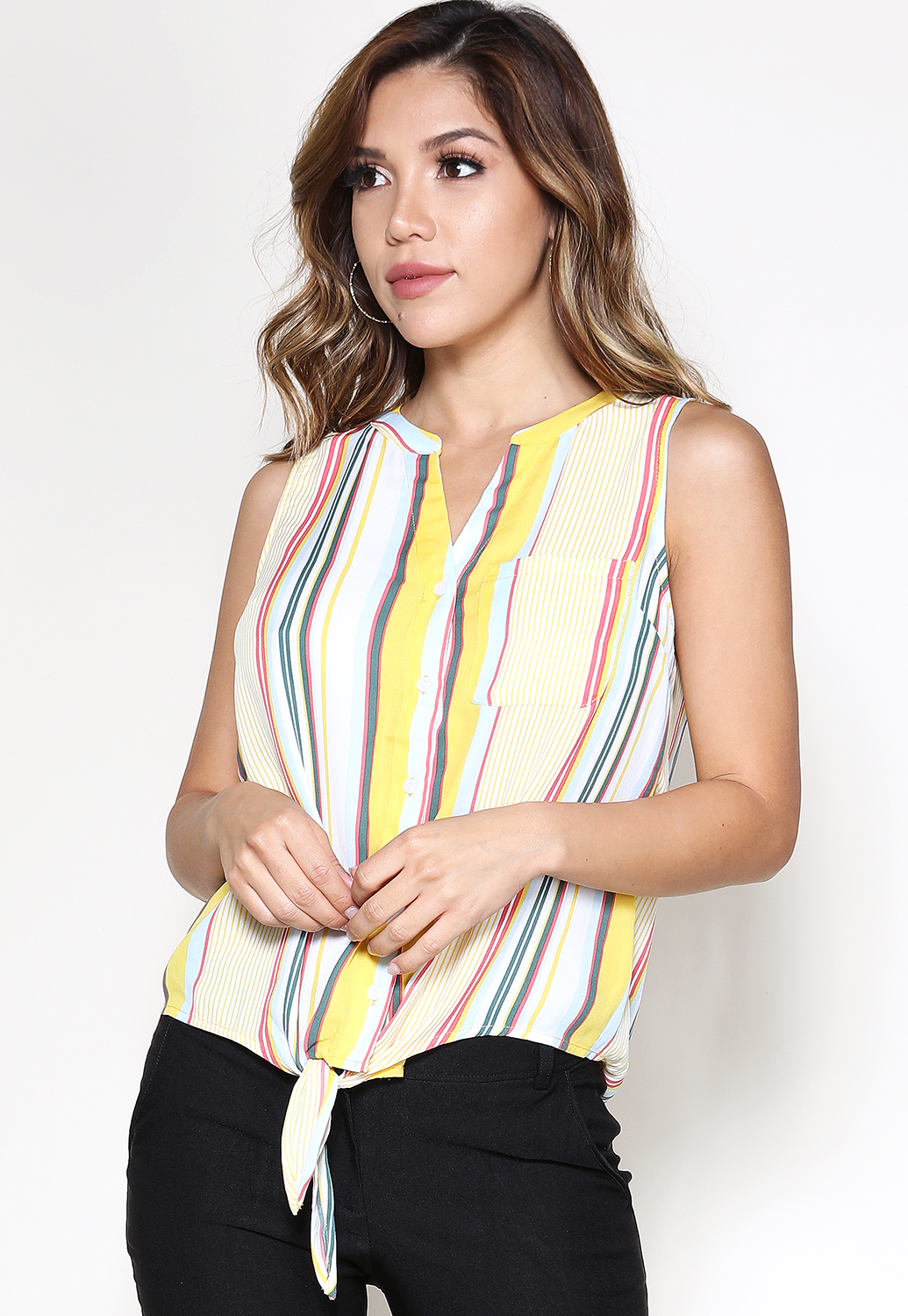Button Up Striped Top