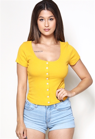 Button Ribbed Top