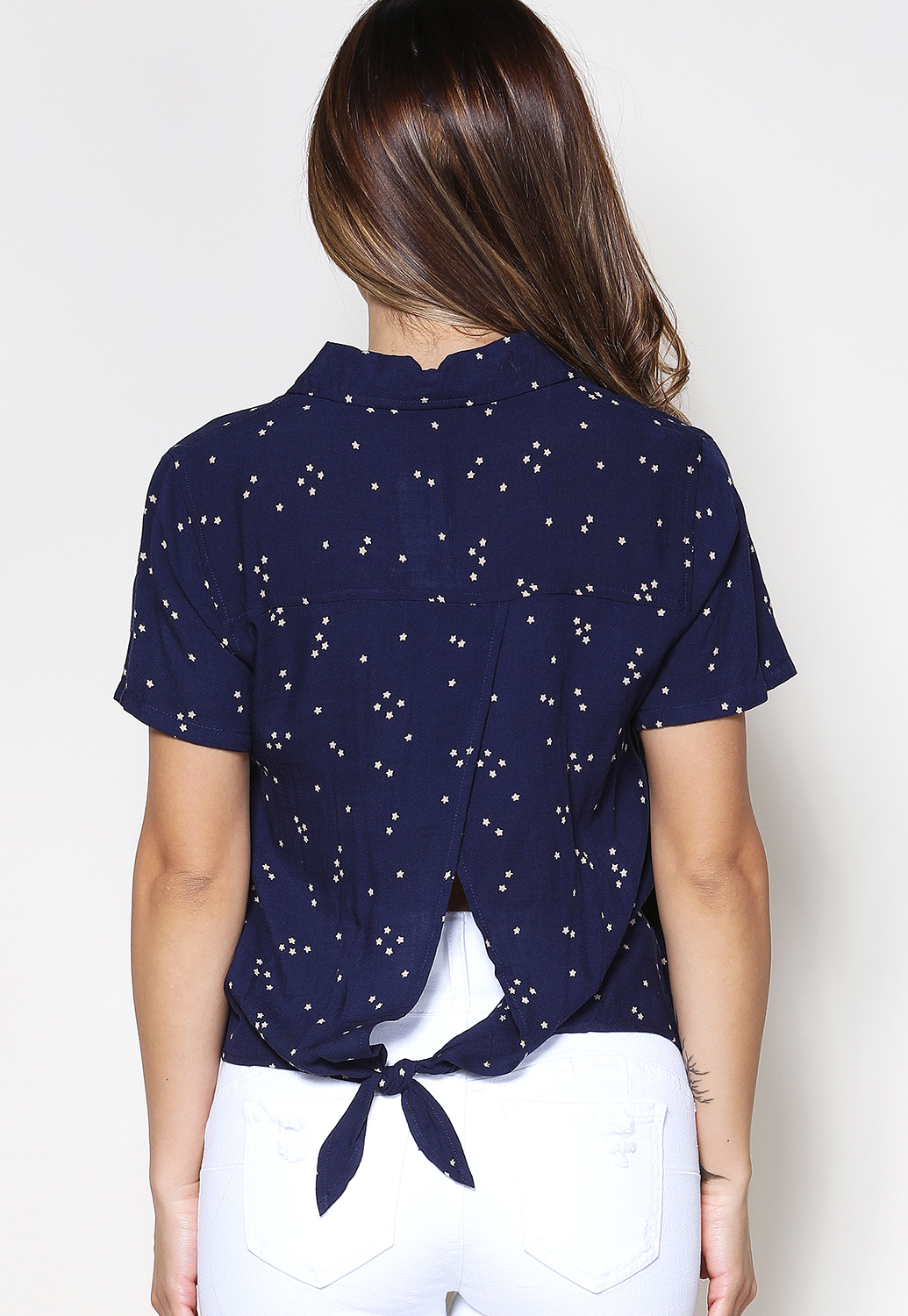 Star Print Button Up Blouse