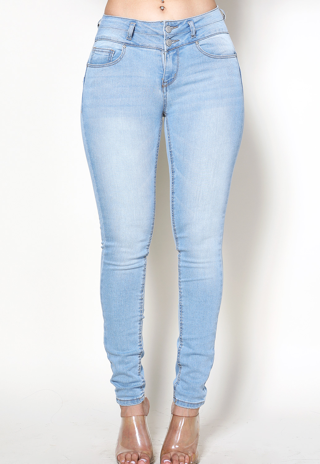 Two-Button Skinny Jeans