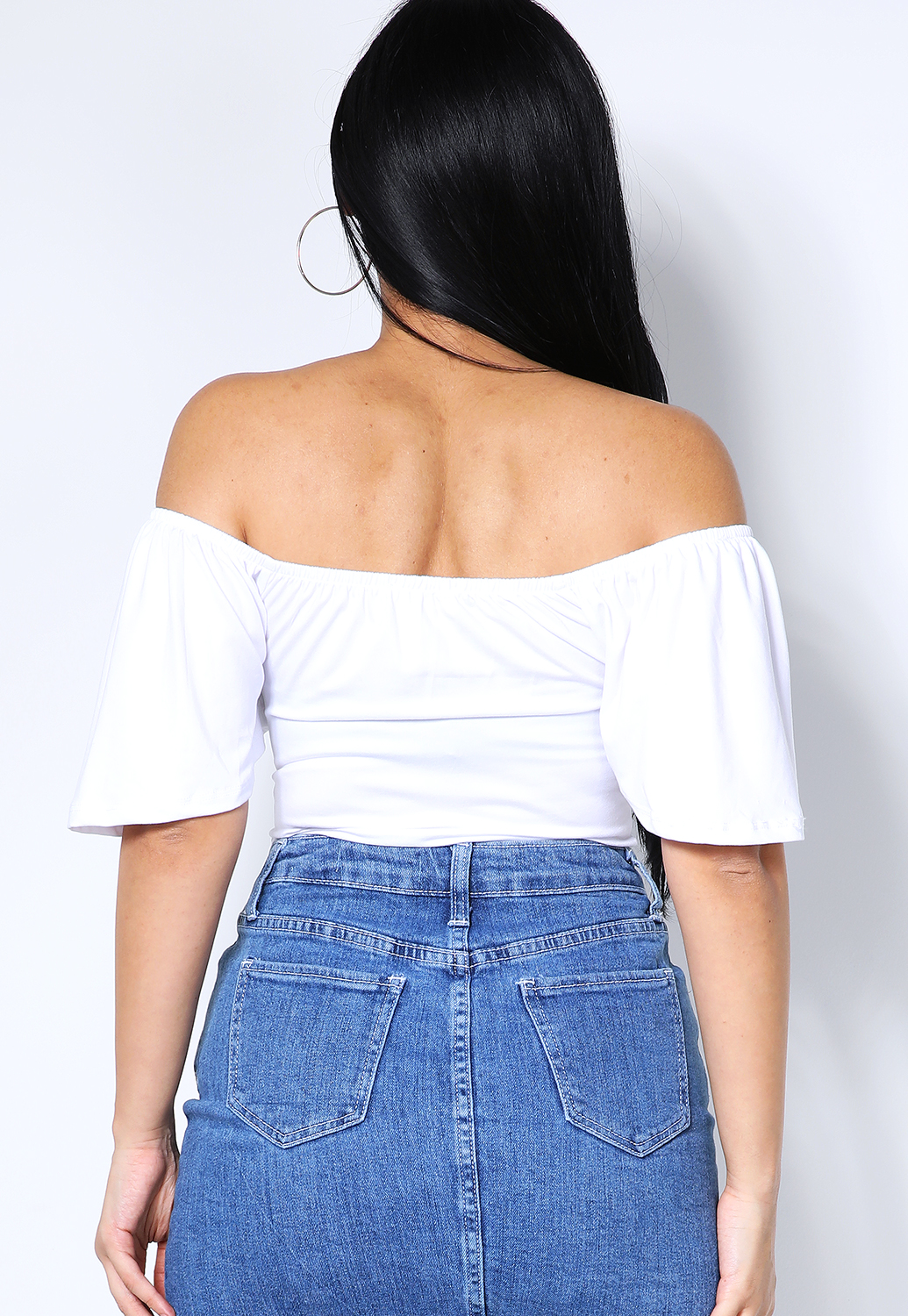 Front Button Detail Off The Shoulder Top