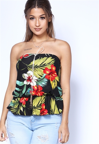 Floral Strapless Top