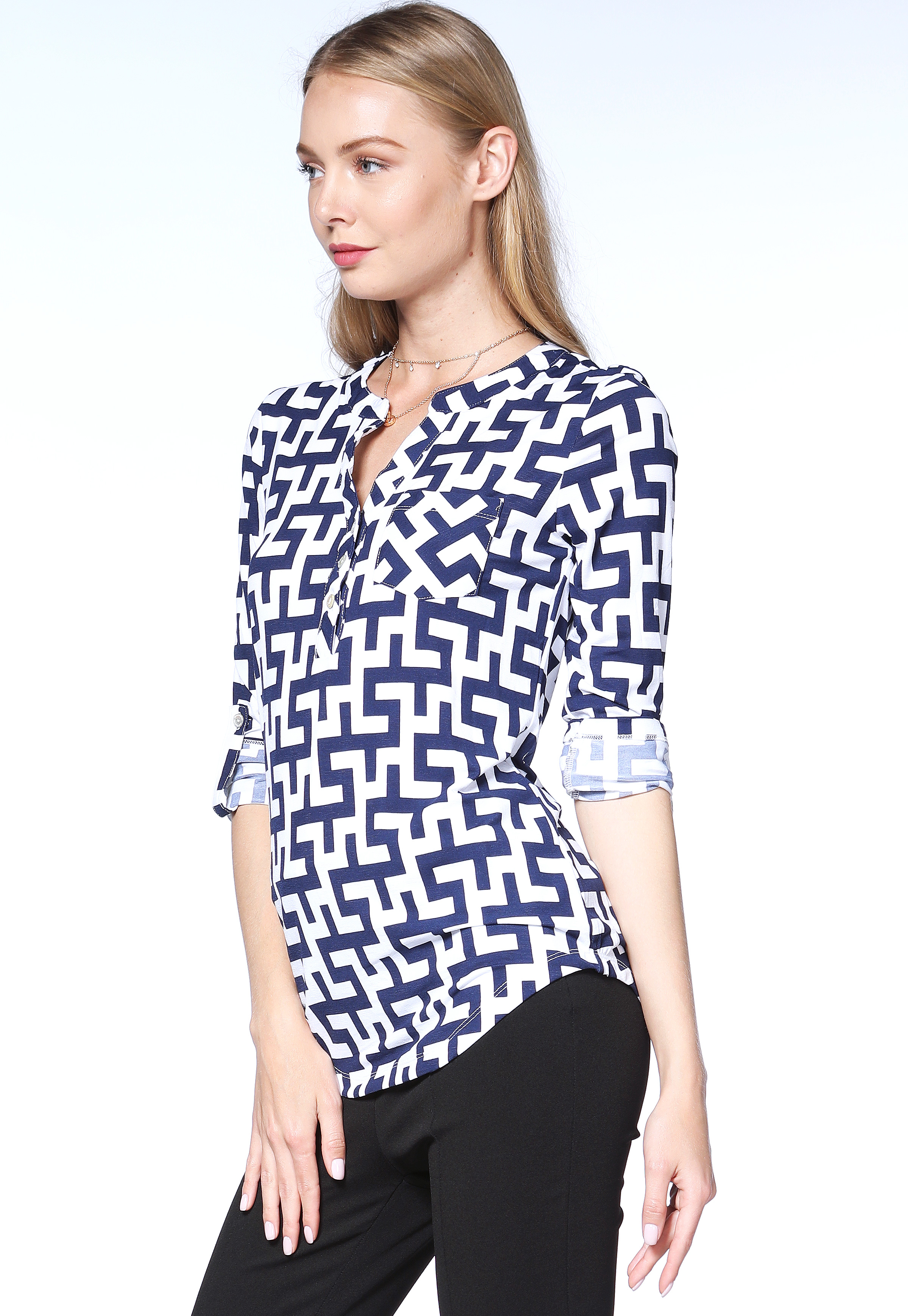 Abstract Print Dressy Blouse