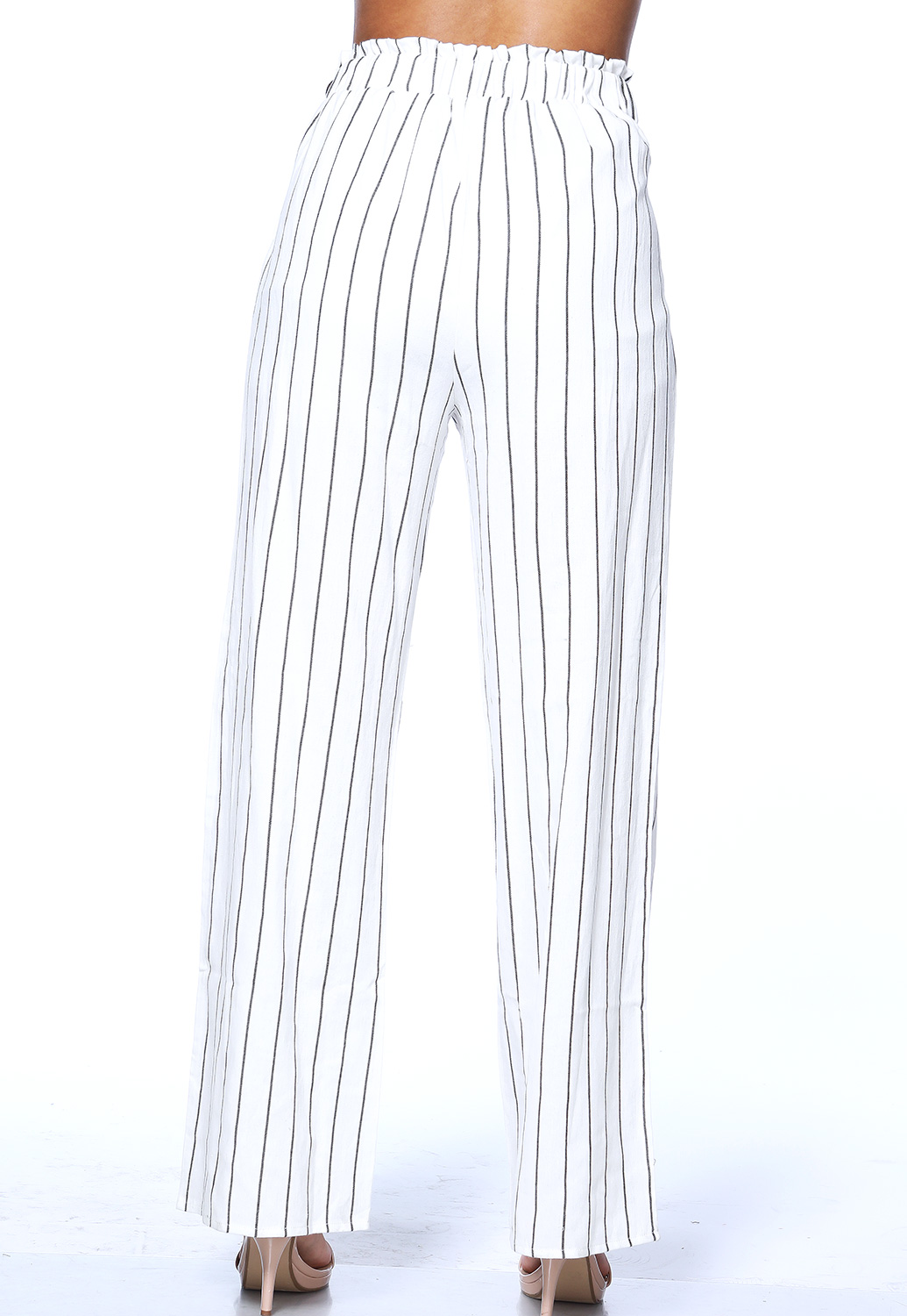 High Waisted Pinstriped Casual Pants