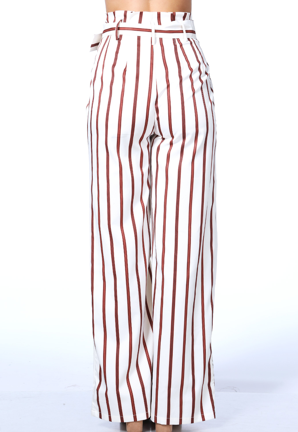 Pinstriped Belted Pants