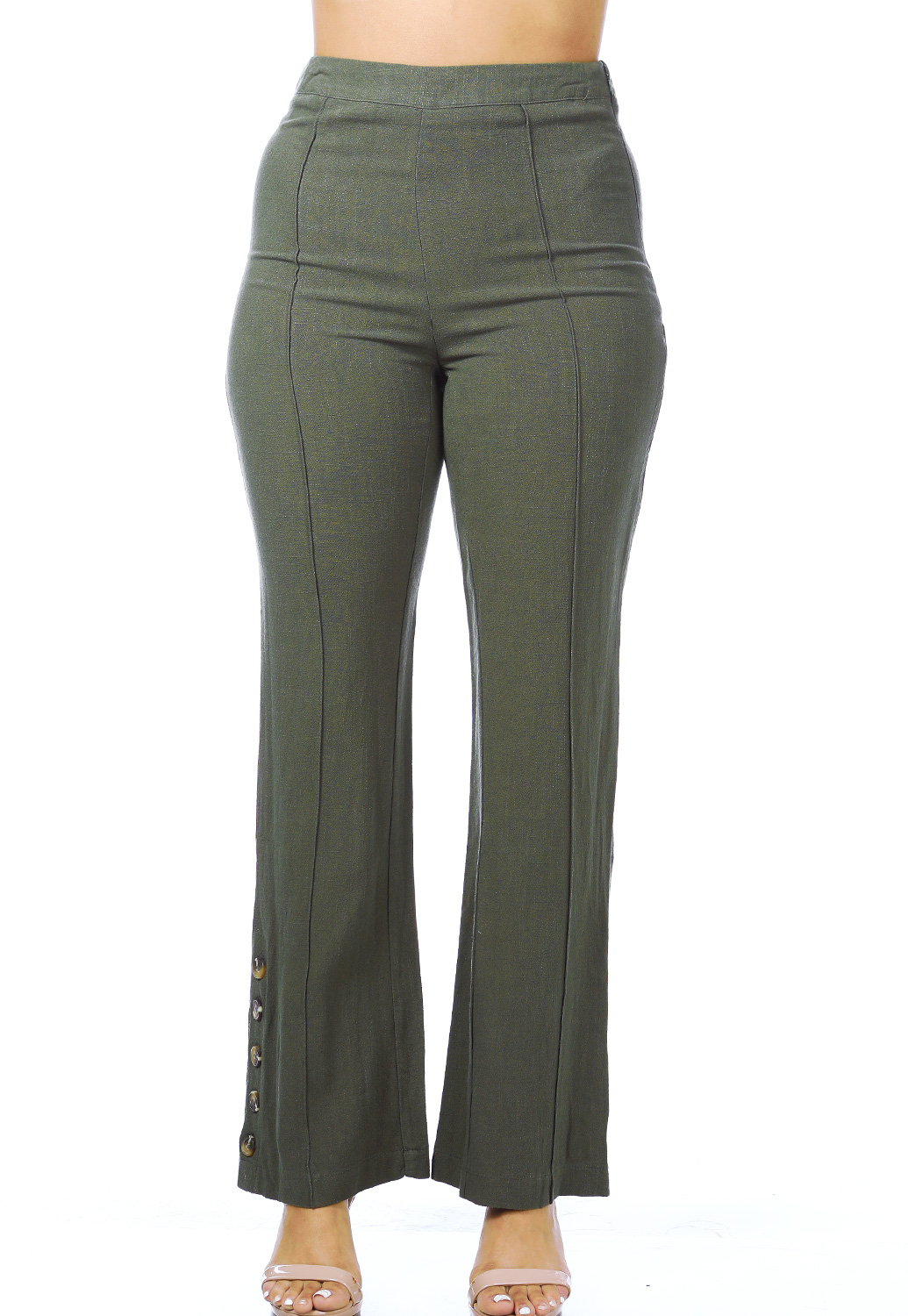 Button Flare Casual Pants