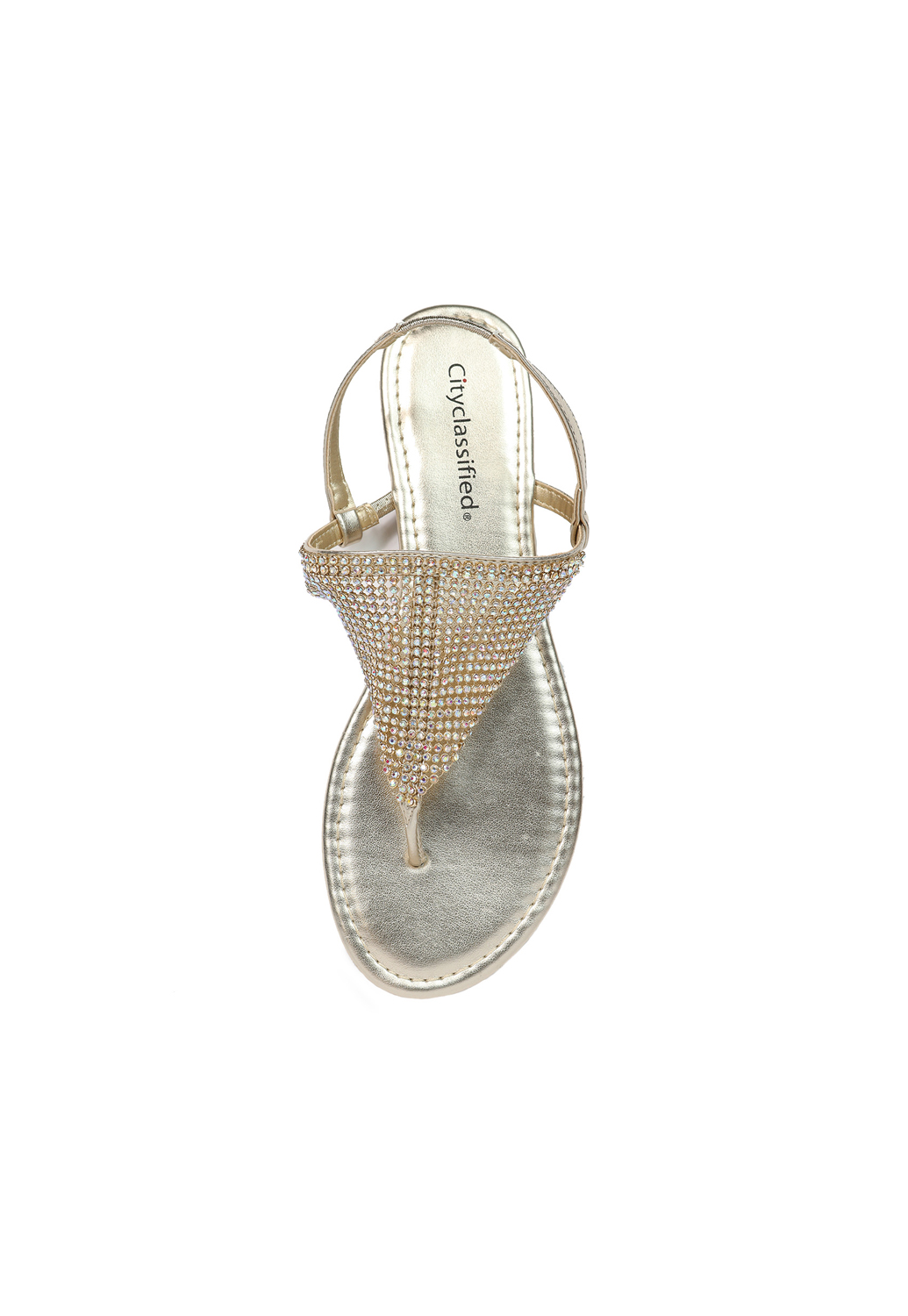 Rhinestone Metallic Thong Sandals 