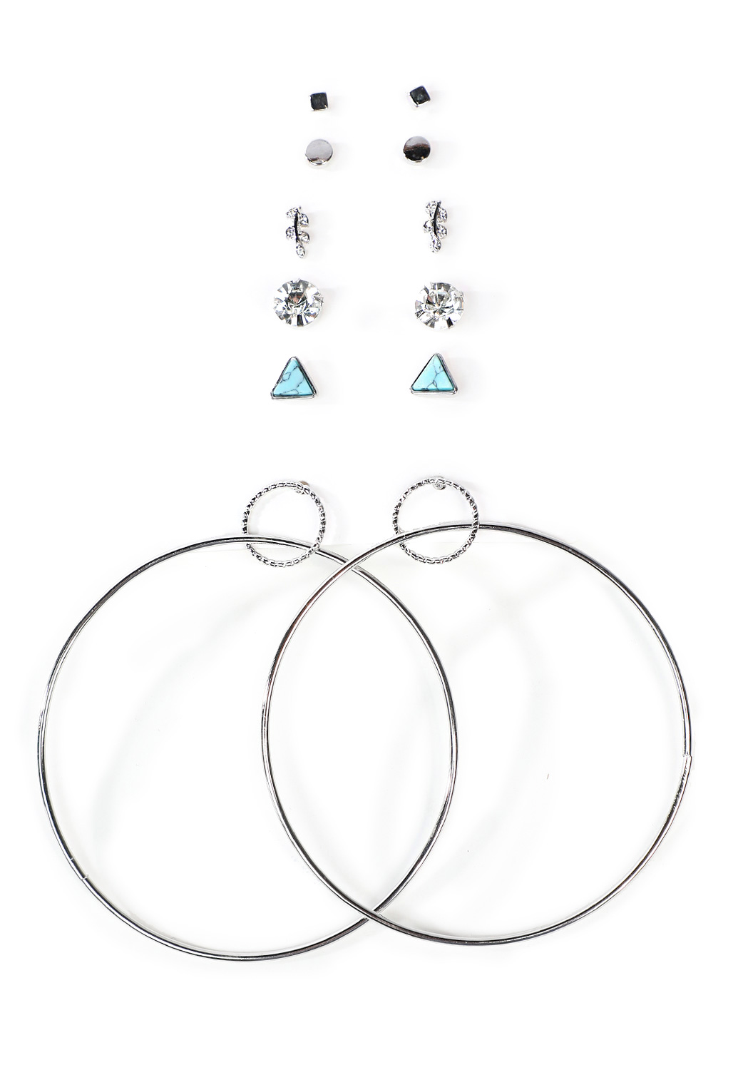 Faux Cubic And Hoop Earring Set  