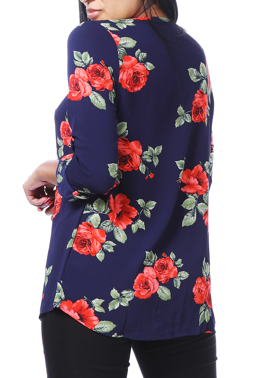 Floral Print Zip-Up Dressy Top