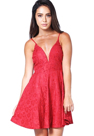 Lace Panel Fit And Flare Mini Dress