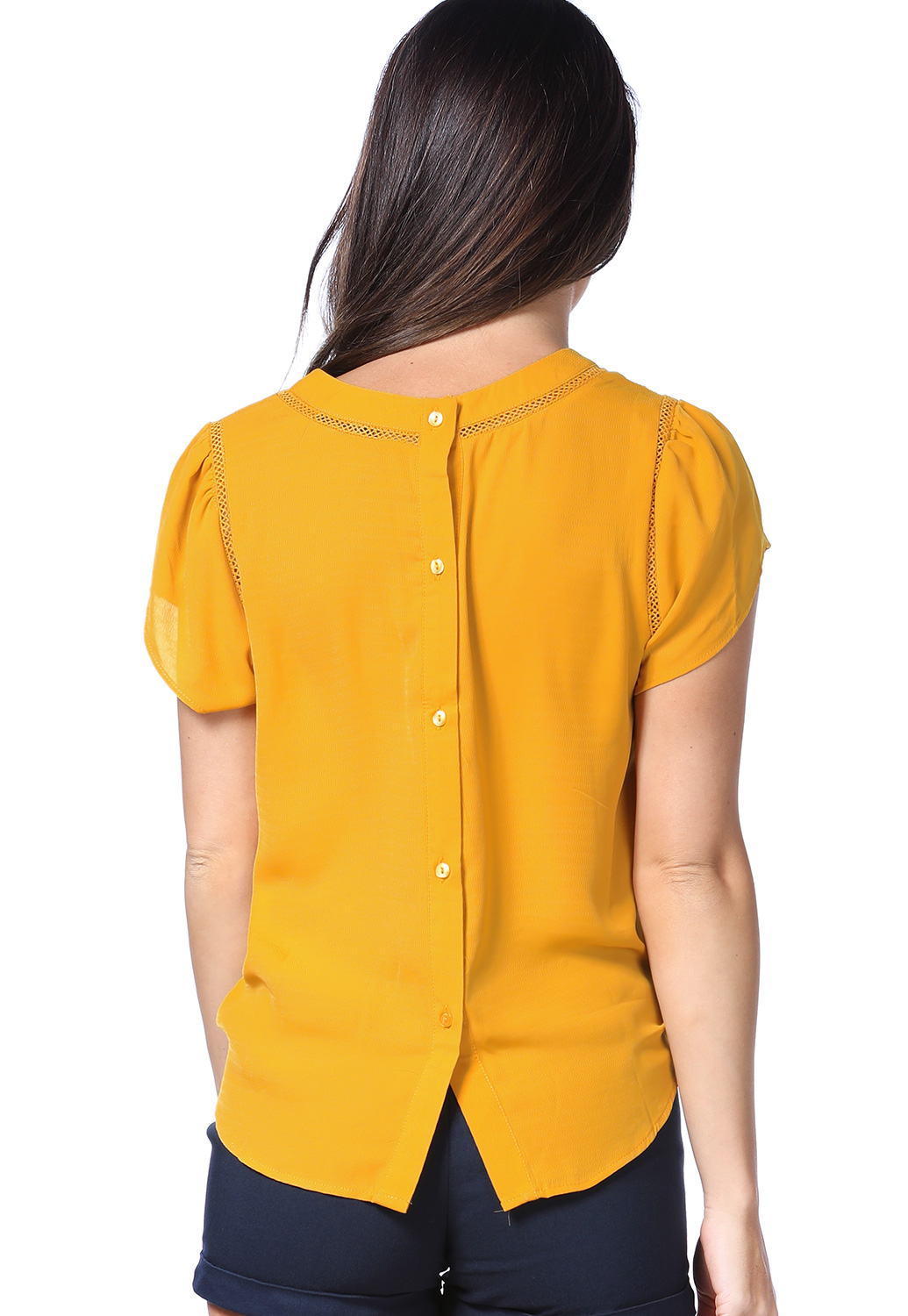 Back Button Up Dressy Top