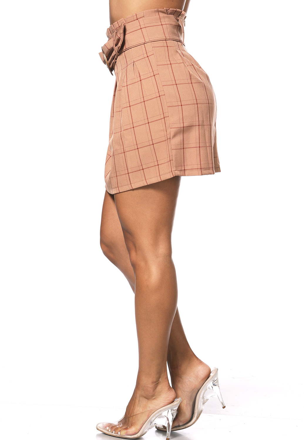 Plaid Belted Mini Skirt