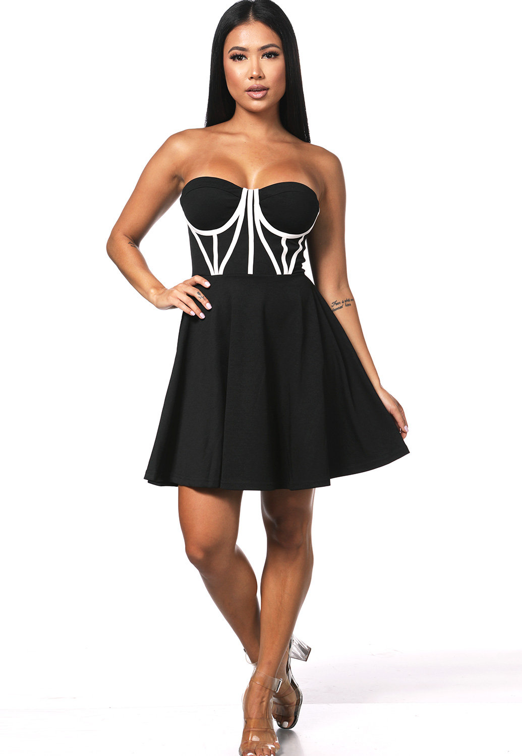 Strapless Fit And Flare Mini Dress