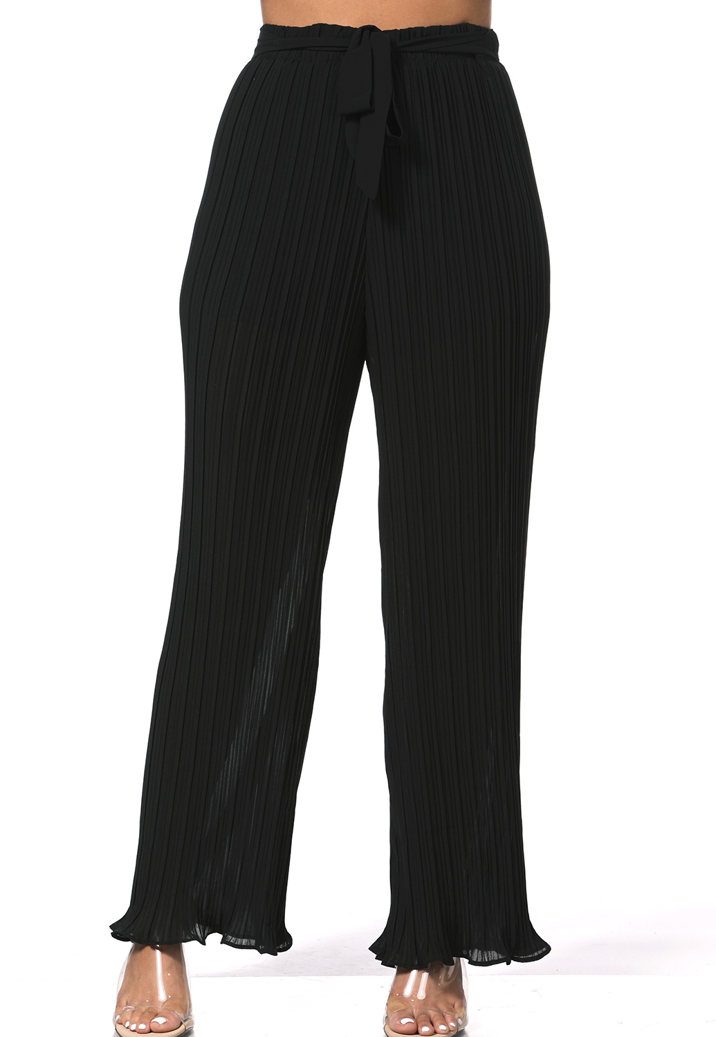 Tie Front Pleated Pants