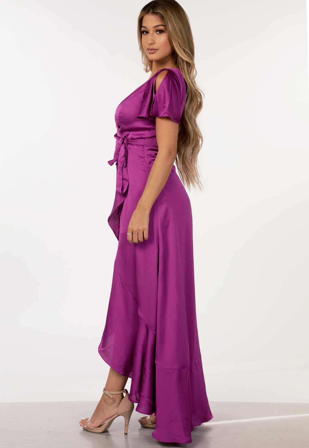 Tie Front High Low Maxi Dress
