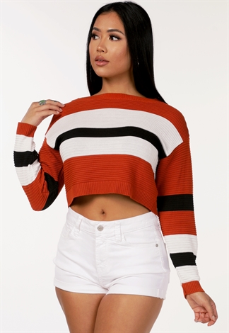 Striped Color Blocked Knit Top