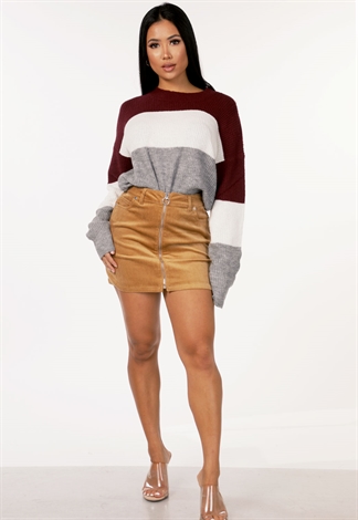 Zip Up Corduroy Mini Skirt