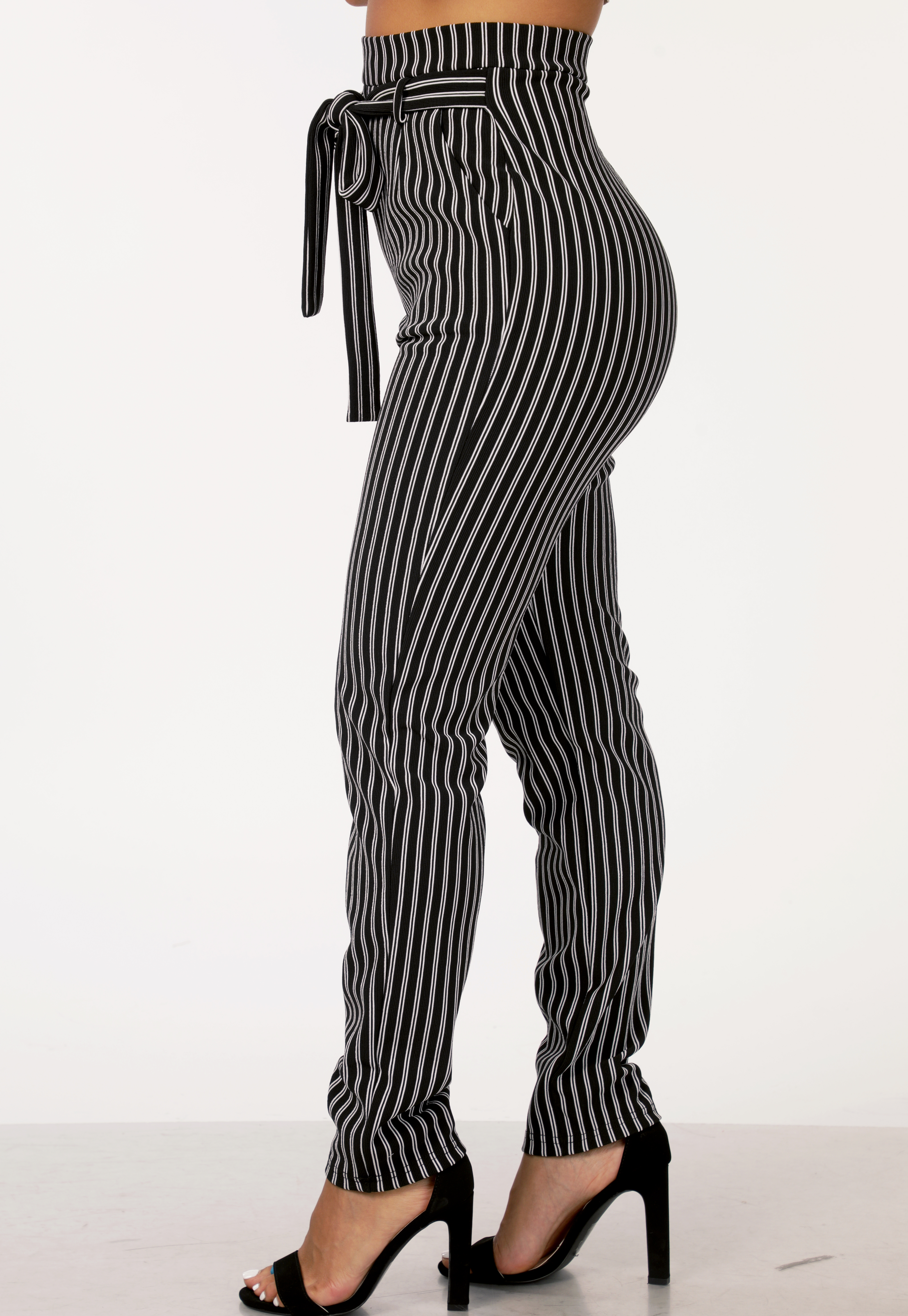 Pinstriped Tie Front Pants