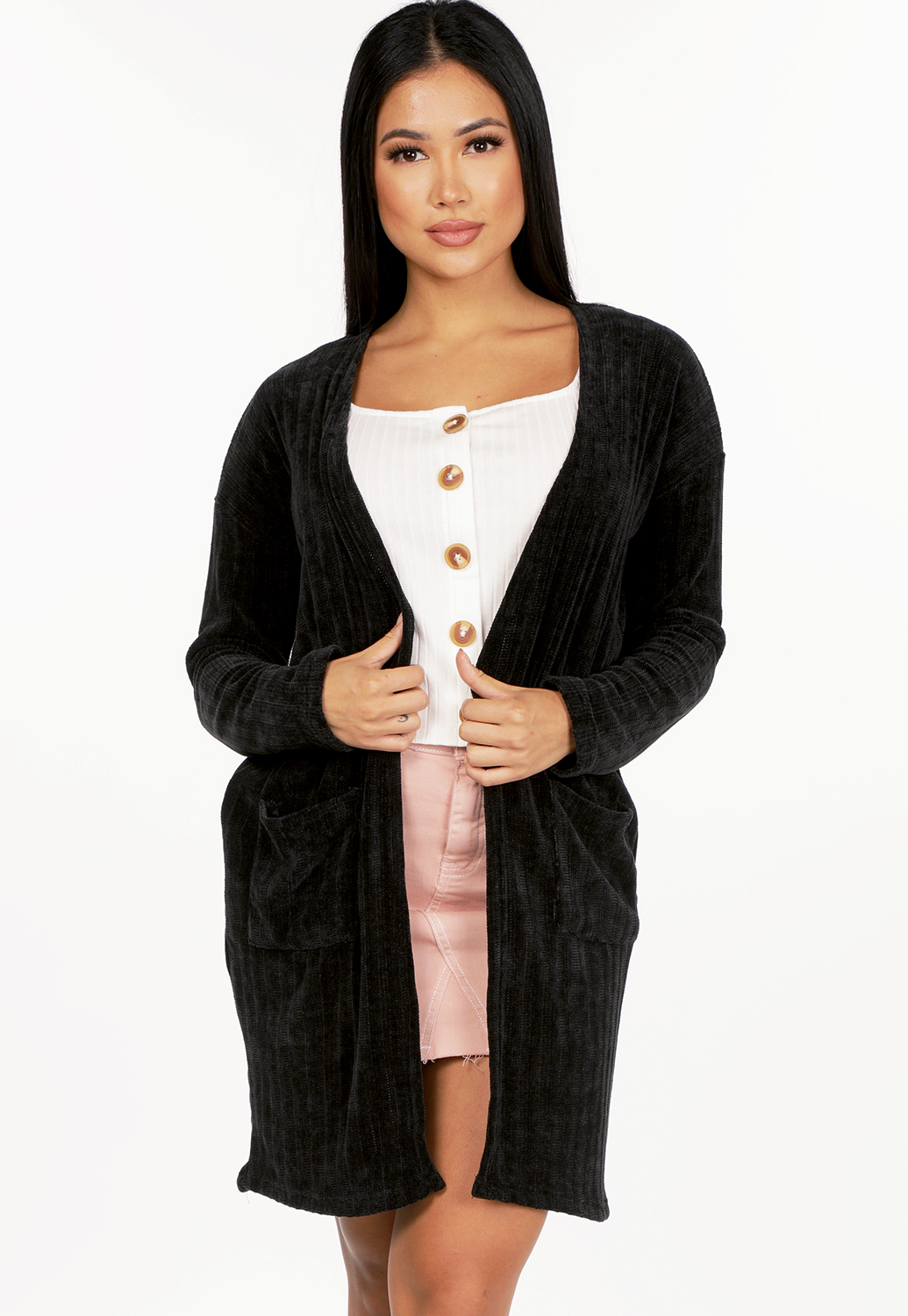 Chenille Open Front Cardigan