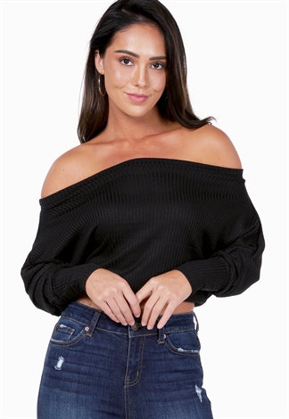 Ribbed Cowl Neck Top
