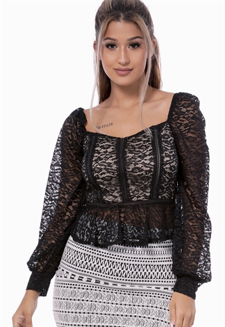 Lace Long Sleeve Dressy Top