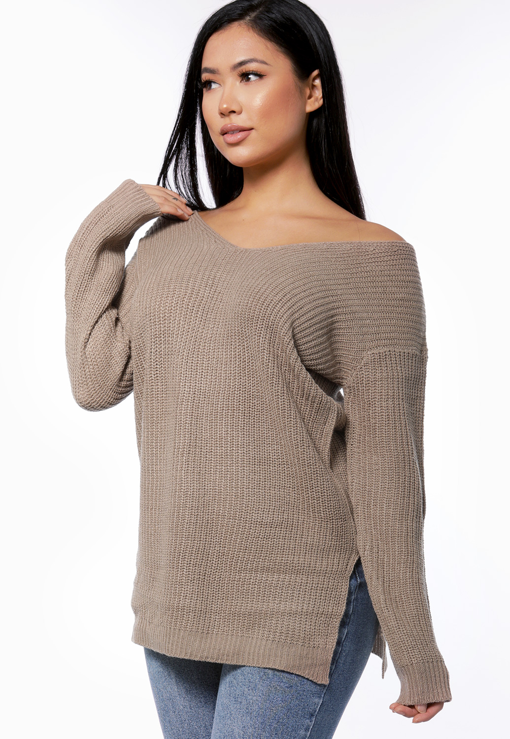 Lace-Up Back Knit Sweater