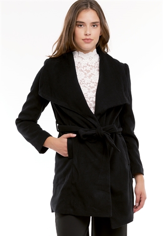Tie Front Double Breasted Coat