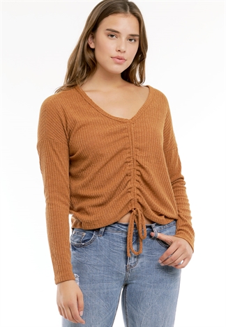Front Ruched Knit Top