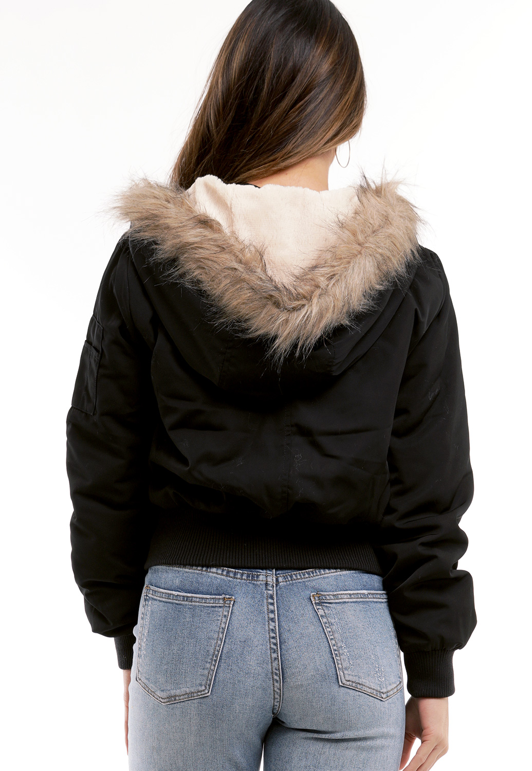 Zip Up Faux Fur Jacket