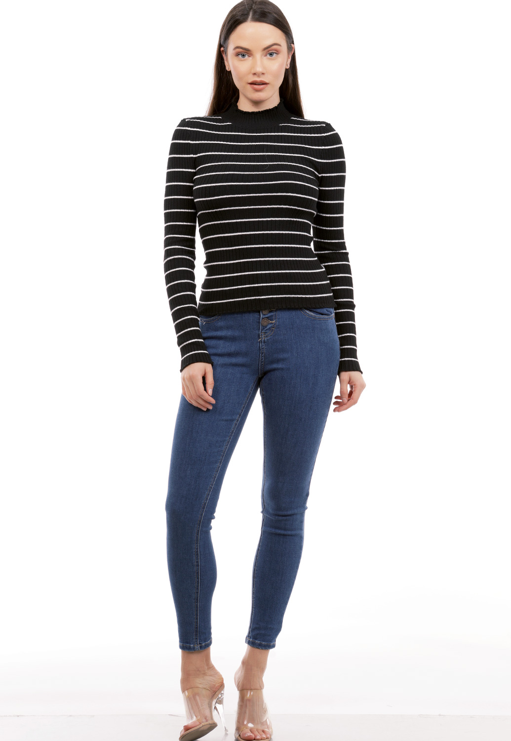 Striped Knit Long Sleeve Top 