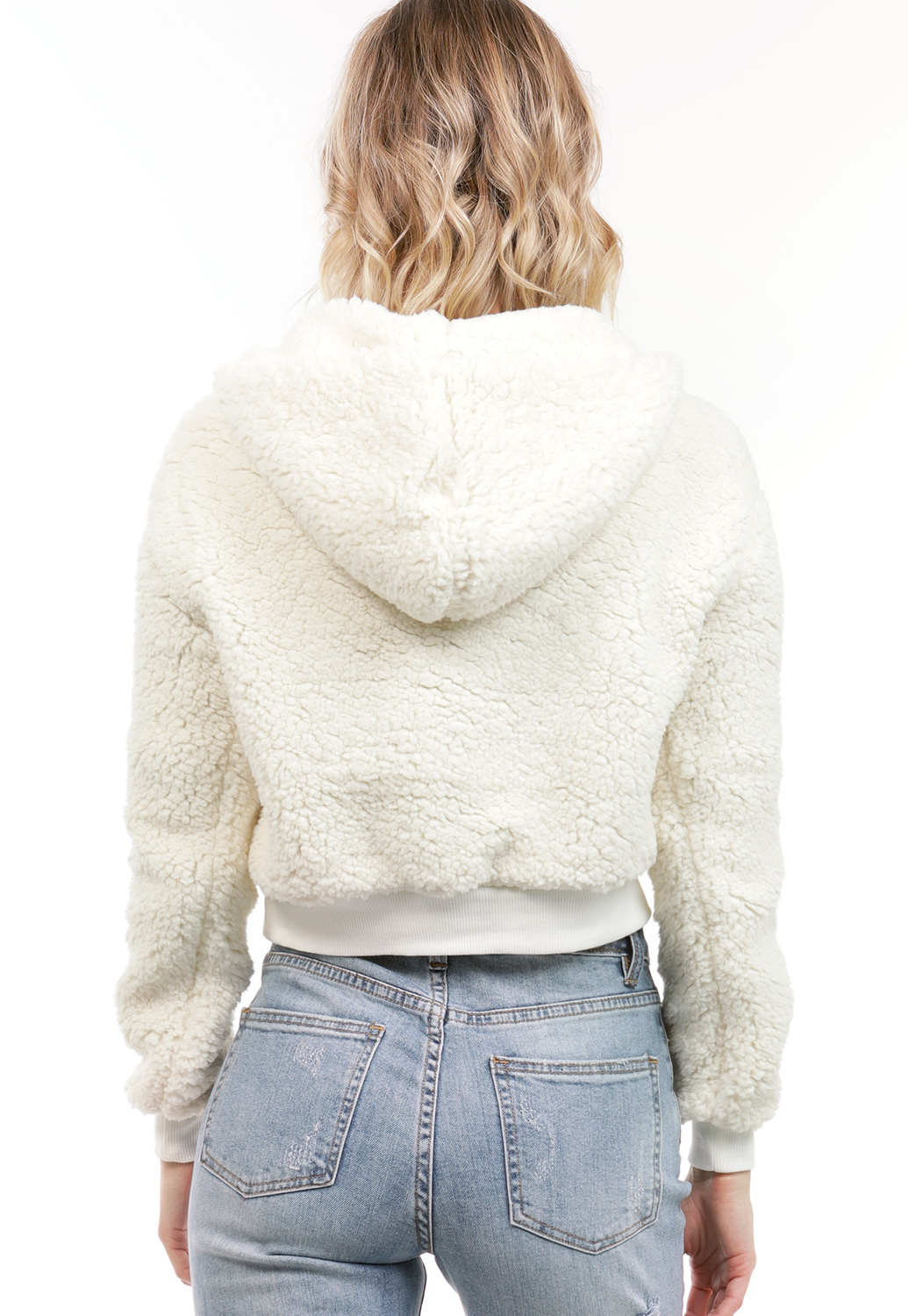 Faux Shearling Pullover Hoodie