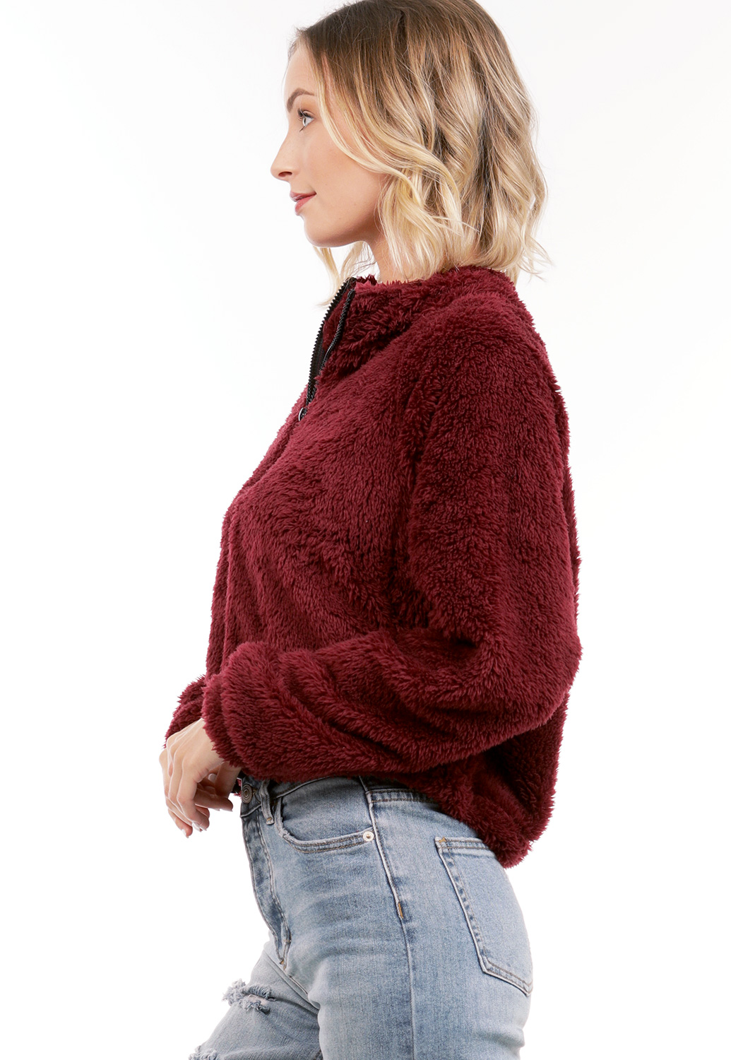 Shearling Half Zip Up Sweater