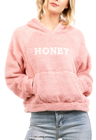Honey Graphic Faux Shearling Hoodie