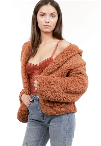Faux Fur Open Front Sweater