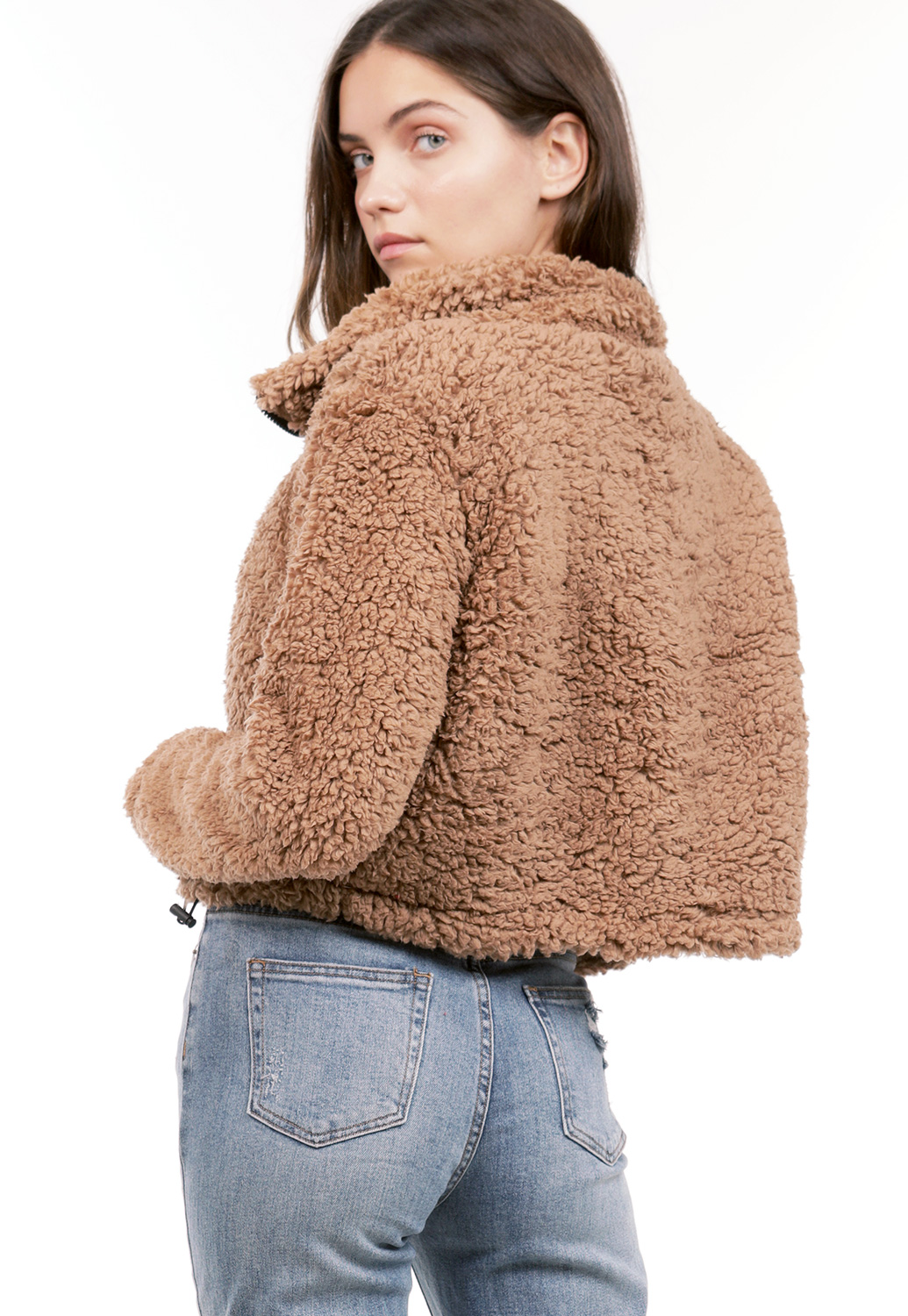 Faux Fur Zip Up Sweater