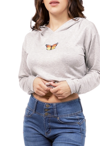 Butterfly Print Hooded Top