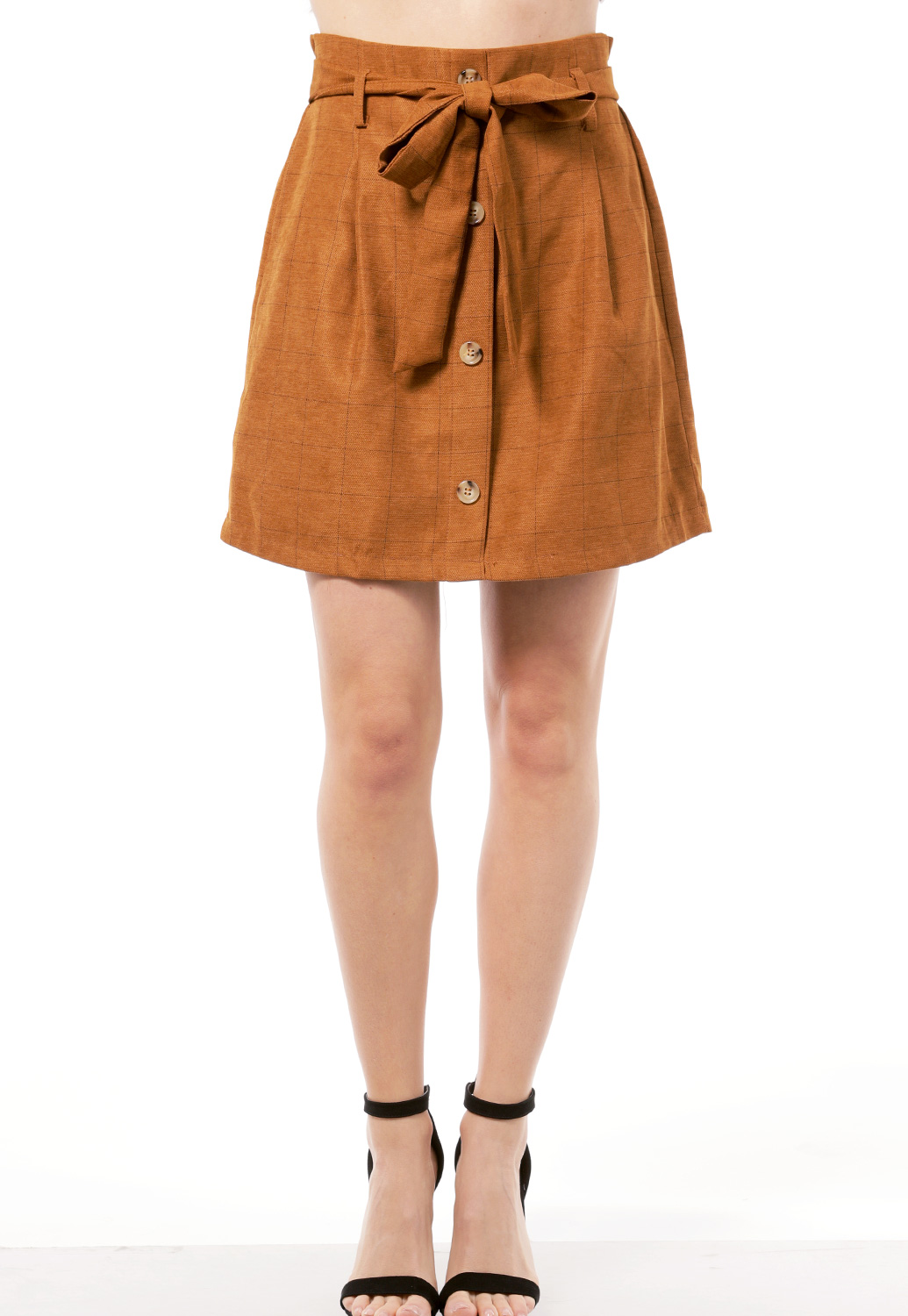 Plaid Tie Front Mini Skirt