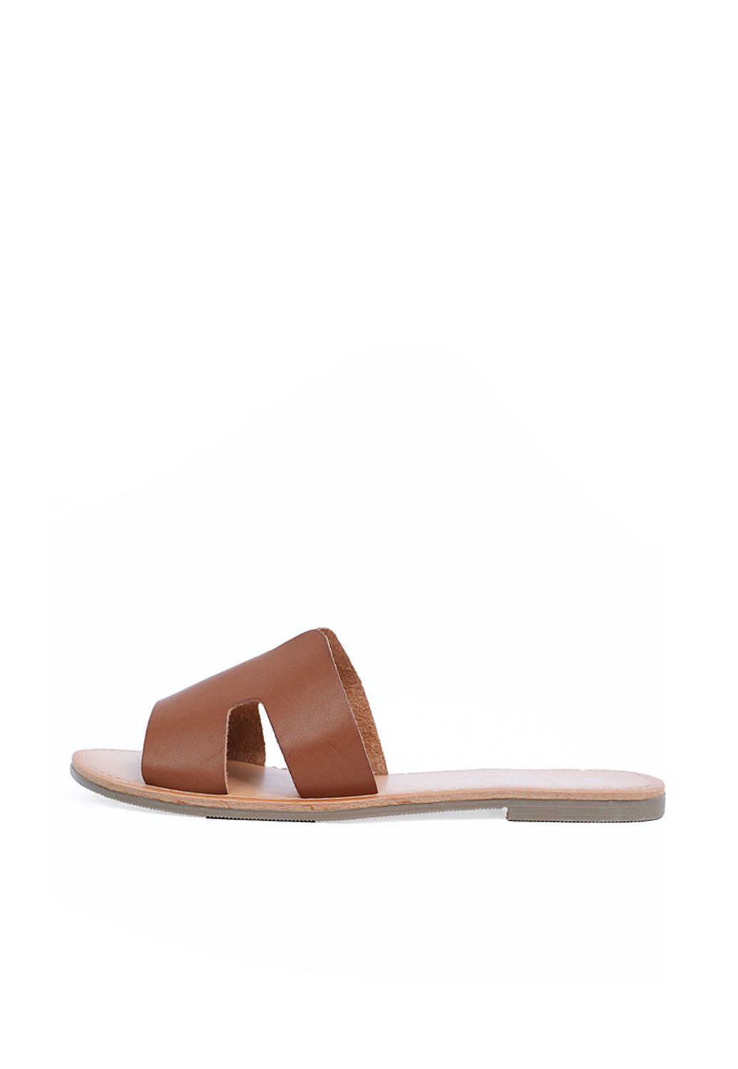 Faux Leather Cutout Slide Sandals
