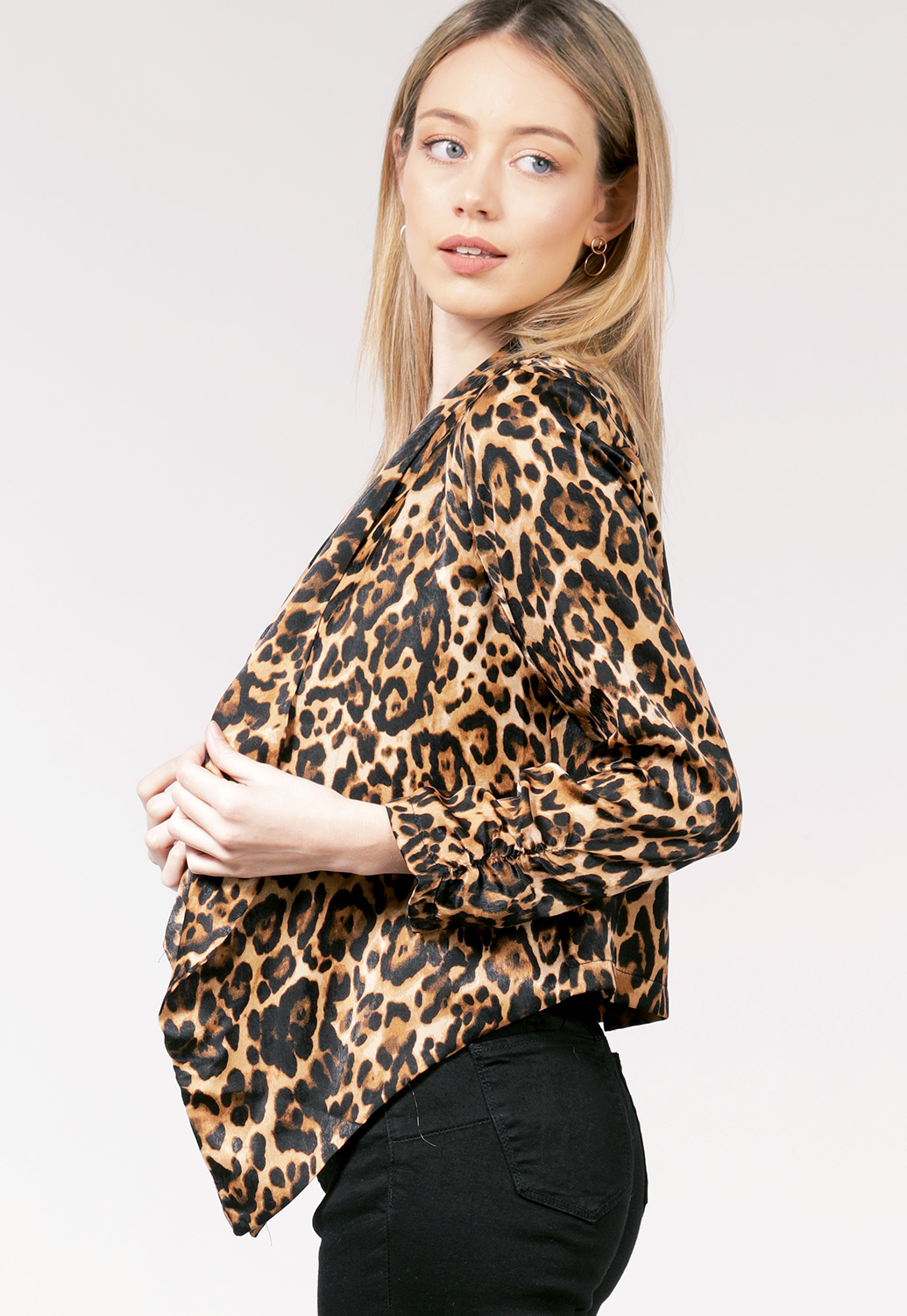 Cheetah Print Open Front Blazer
