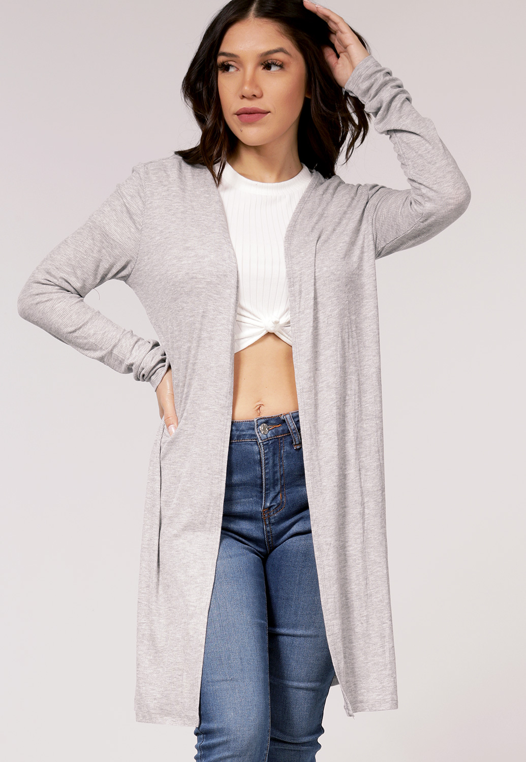 Ribbed Side Cut Out Cardigan