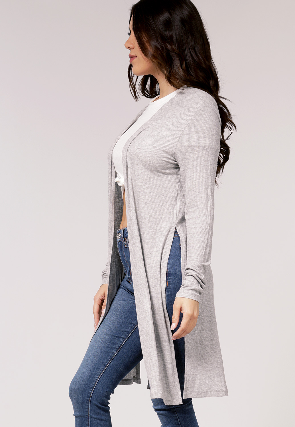 Ribbed Side Cut Out Cardigan