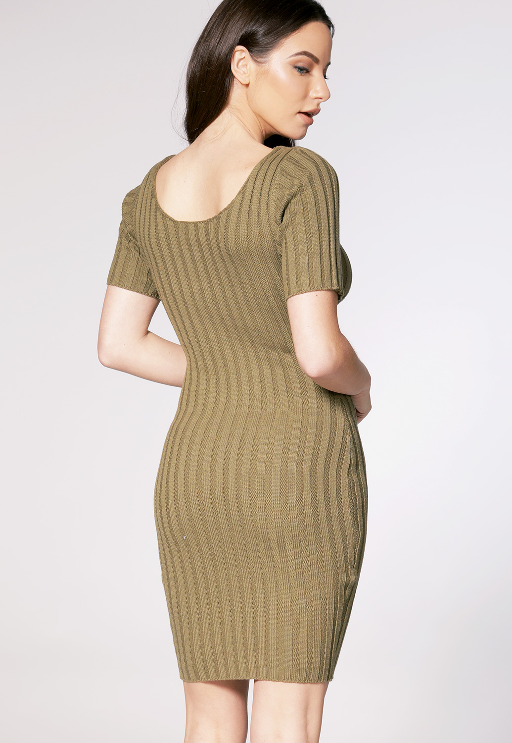 Ribbed Button Detail Dress