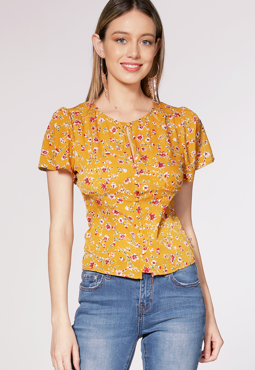 Floral Button Up Top